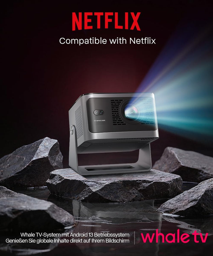 Magcubic Mini Beamer 4K,Native 1080P【Compatible with Netflix 】 600 ANSI | Mini Beamer Android 13 WiF