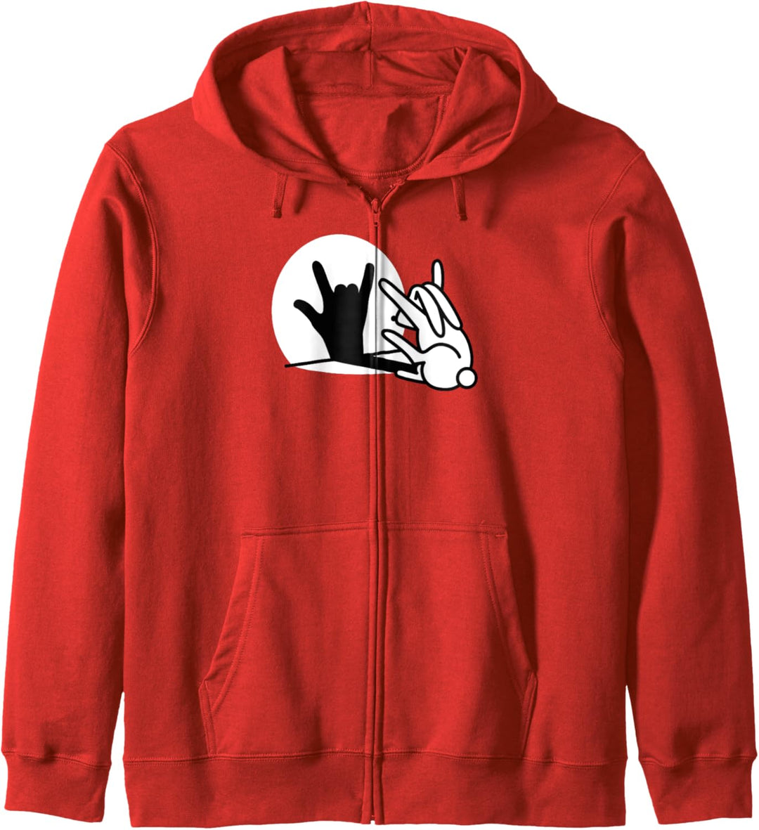 Lustige Hase Schatten Hand Rock Handzeichen Rockmusik Kapuzenjacke