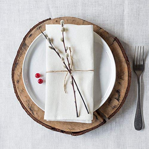 6 Leinenservietten Weiss | Stoffservietten für Weihnachten (45 x 45 cm), Weiss