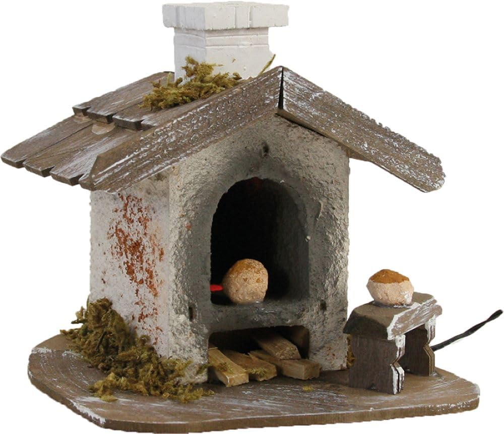 FADEDA Backhaus Gross mit Licht/Höhe:11 cm/handbemalt/detailgetreue Krippen Figuren - Weihnachten Ti