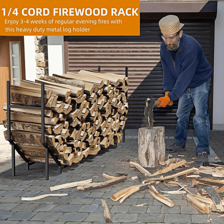 CADUKE Kaminholzregal für den Aussenbereich, 1,8 m, Holzregale für Kaminholz, Feuerholzhalter, Innen