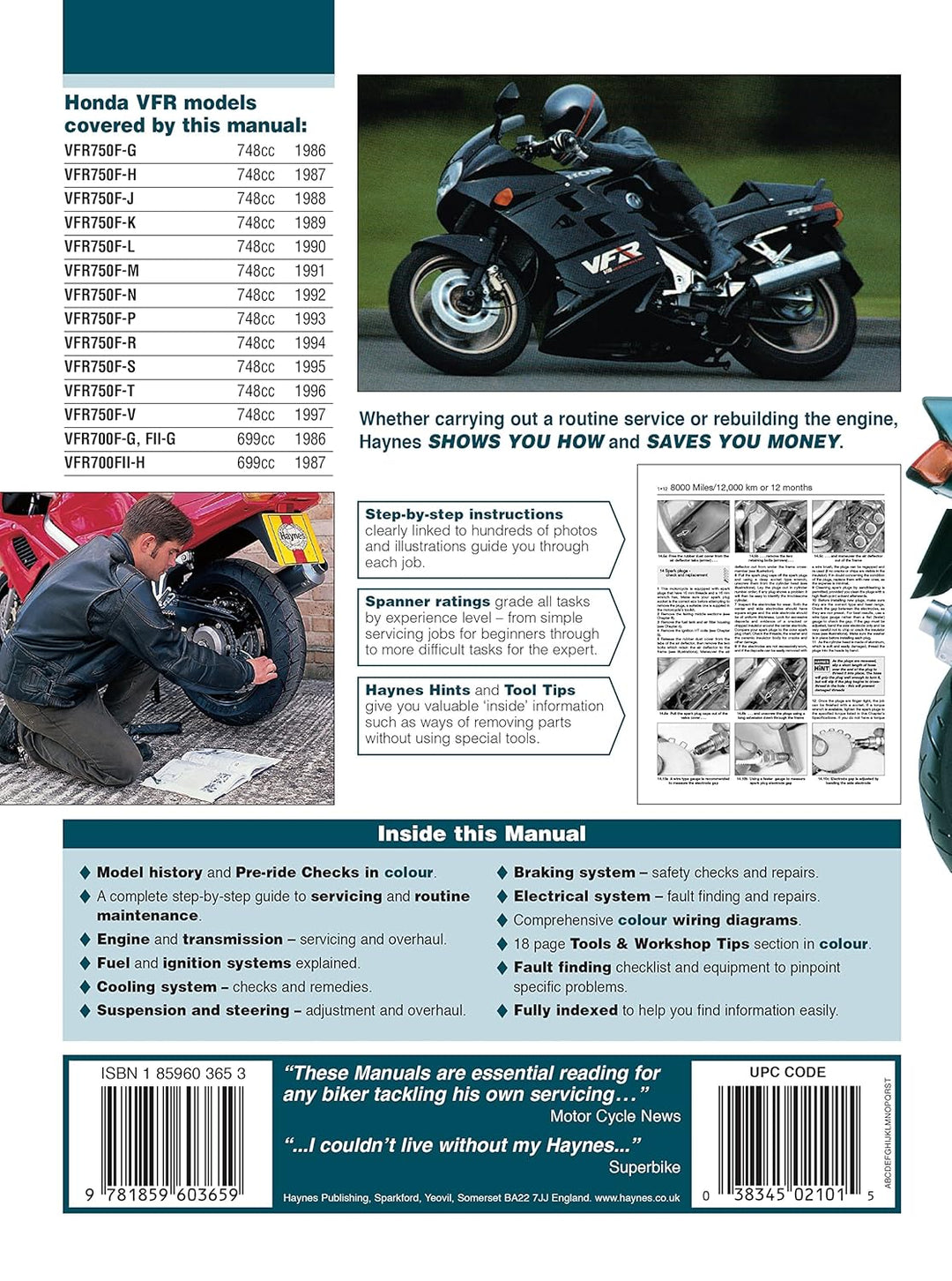 Honda VFR750 &amp; 700 V-Fours (86 - 97) Haynes Repair Manual: 86-97 (Haynes Service &amp; Repair Manual)