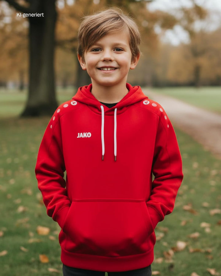JAKO Kapuzensweat One Cotton Kapuzenpullover Kinder – Sweater für Sport, Freizeit und Team-Veredelun