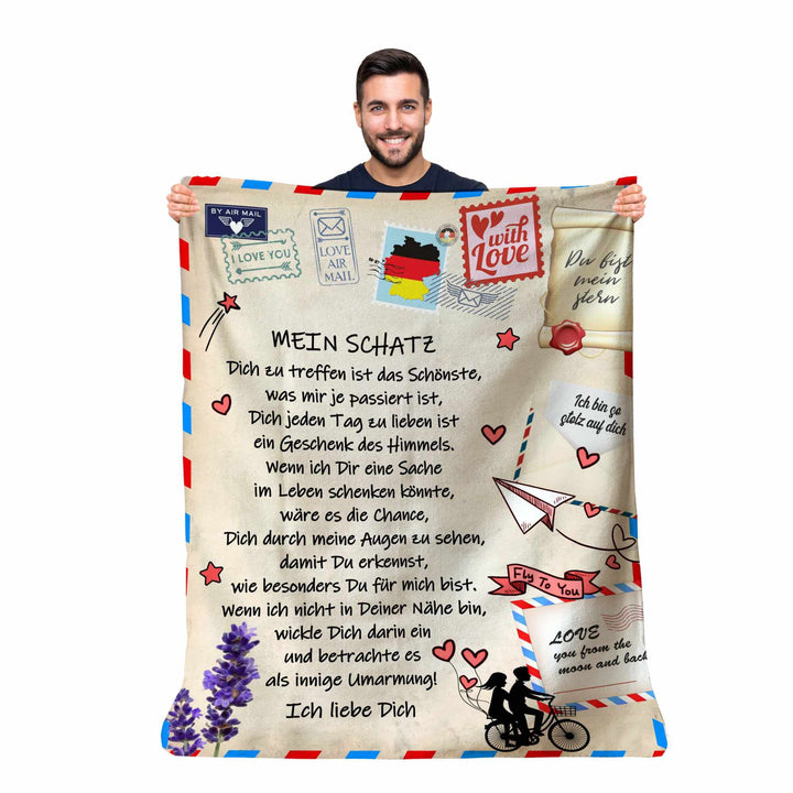 Süsse personalisierte Fleecedecke zum Verschenken an Ihren Schatz Frau Partnerin, originelle und pra