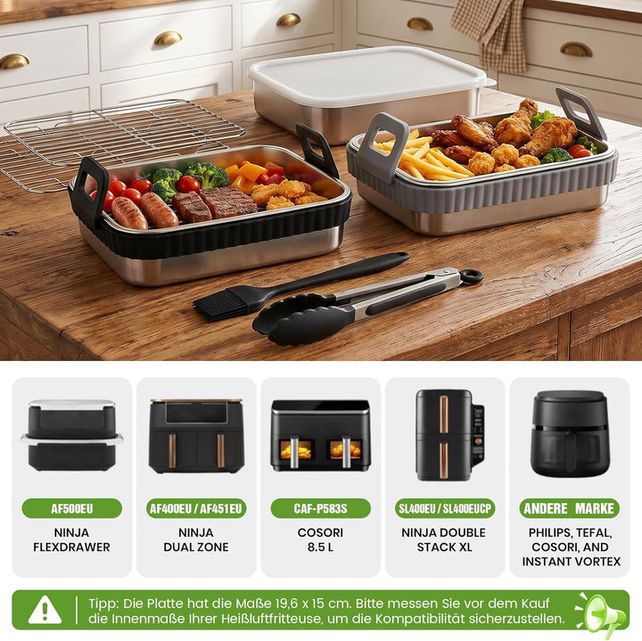 Airfryer Zubehör Set für Ninja AF400EU/AF451EU/AF500EU/DZ400EU, 10-tlg Heissluftfritteuse Zubehör Se