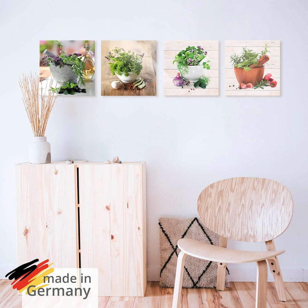 ARTland Glasbilder Wandbild Glas Bild Set 4 teilig je 20x20 cm Quadratisch Stillleben Küche Gewürze