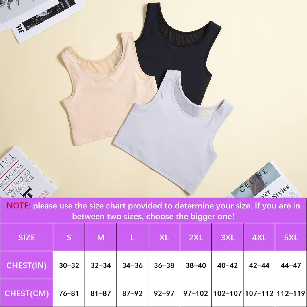 XUJI Binder Transgender FTM Atmungsaktiver Brust Binder 3XL Grau, 3XL Grau
