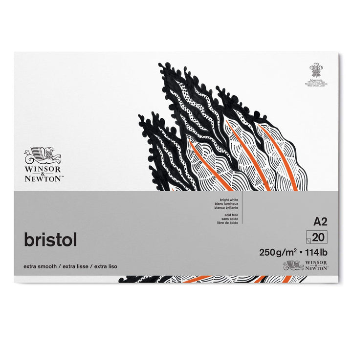 Winsor &amp; Newton 6661547 Bristol Zeichenpapier im Block - 20 Blatt DIN A2, 250g/m², kopfgeleimt, stra