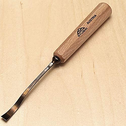 STUBAI Stemmeisen Stechbeitel Serie 52 - Form 21 | Gekröpftes Balleisen, Breite 5 mm, mit Holzgriff,