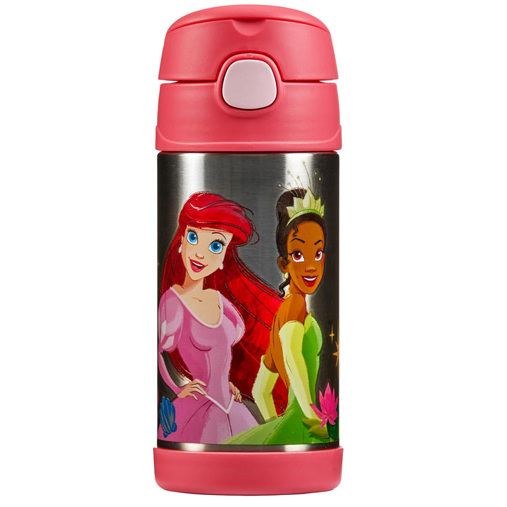 Thermos kids FUNTAINER STRAW BOTTLE DISNEY 0,35 l, Princesses, Thermoflasche Kinder aus Edelstahl mi