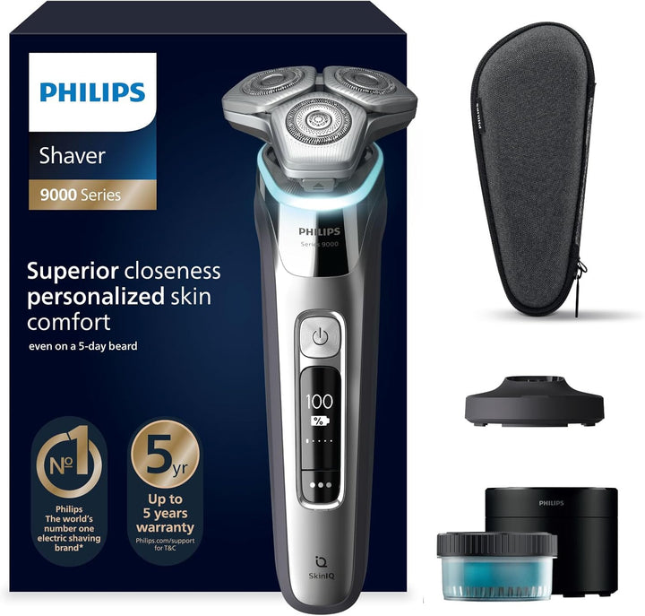 Philips Shaver S9000, elektrischer Nass- und Trockenrasierer, Lift & Cut-Rasiersystem und SkinIQ Tec