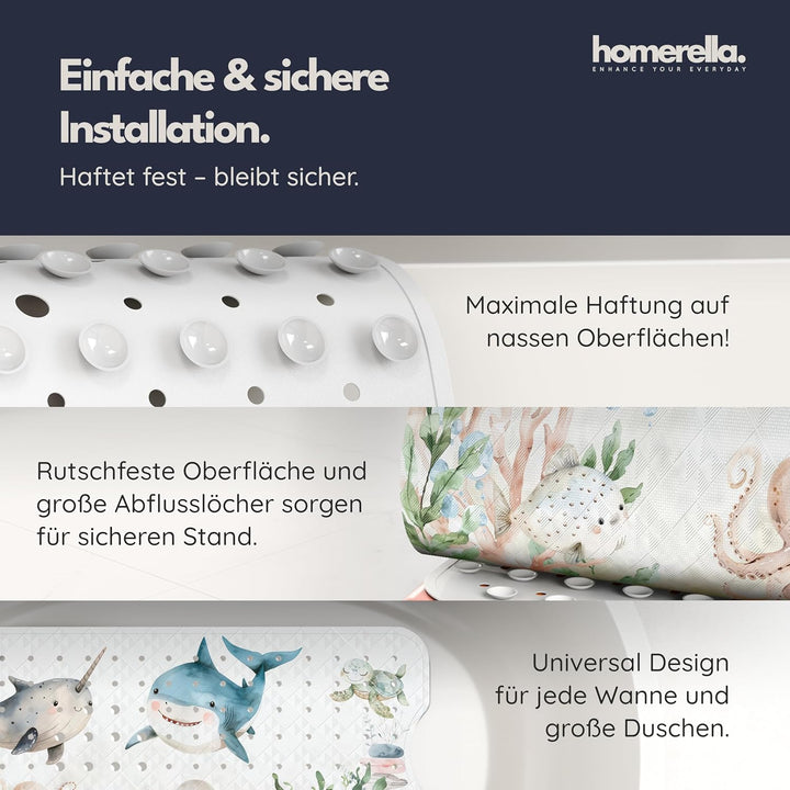 Homerella Badewannenmatte rutschfest Kinder - Antirutschmatte, Duschmatte Light Aqua, Light Aqua
