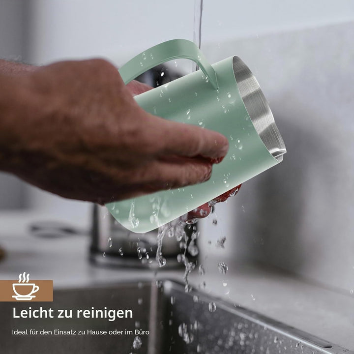 Milchkännchen Edelstahl 480ml, Milchaufschäumkrug Espresso Dampfkrug, Milchaufschäumbecher Milch Pit