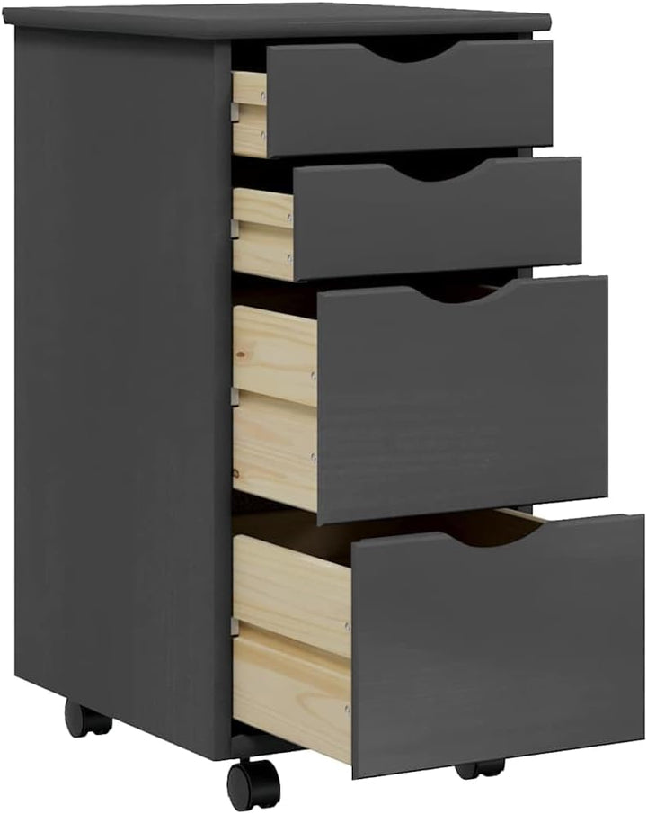 vidaXL Rollschrank, Rollcontainer mit 4 Schubladen, Kommode Schubladenschrank mit Rollen, Büroschran