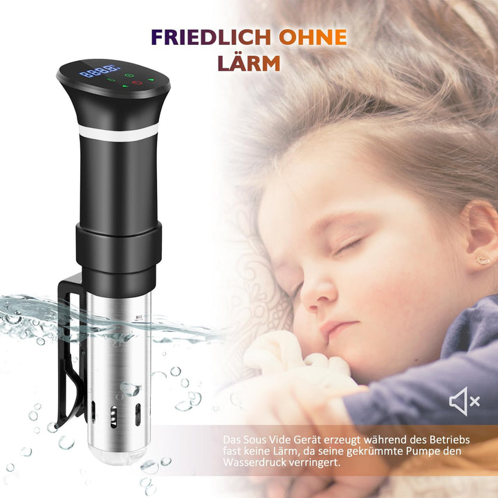 Sous Vide Garer Sous Vide Stick aus Edelstahl, Slow Cooker mit LED Touch-Display, 1000W Sous-vide Ga