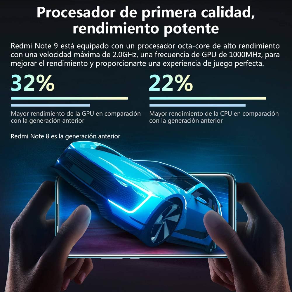 Xiaomi Redmi Note 9 - Smartphone RAM 4GB ROM 128GB 6.53 ”FHD + DotDisplay 48MP Quad Kamera Hotshot 3