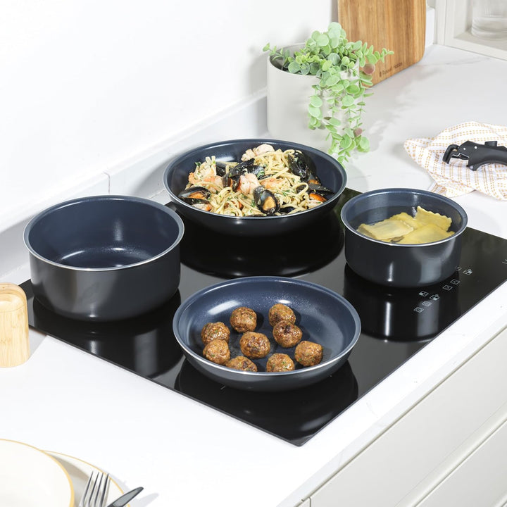 Russell Hobbs Kochtopf Set 5-teilig, Töpfe und Pfannen Kochgeschirr mit Keramikbeschichtung, Smart C