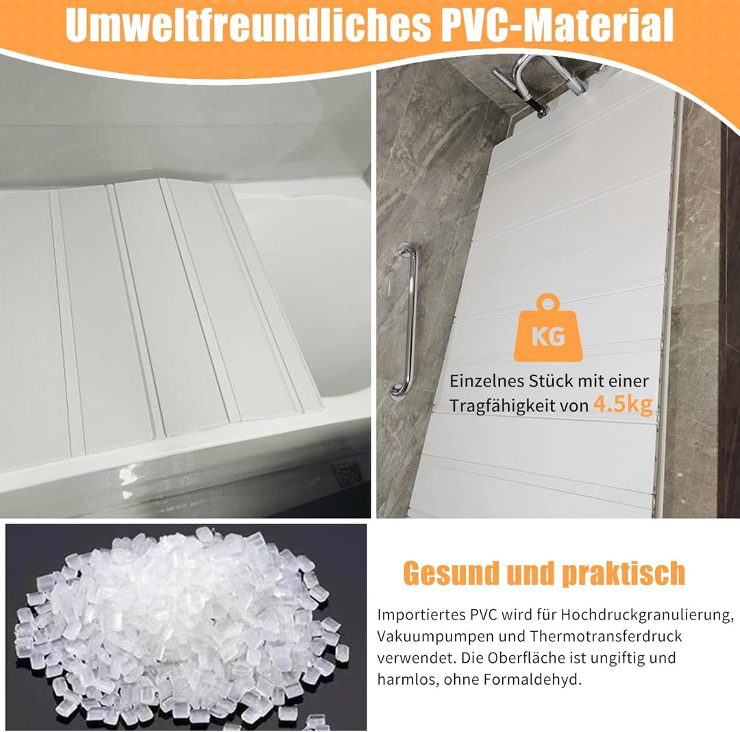 Badewanne Abdeckung, Anti-Staub Faltbare PVC Platte Faltbarer Badewannenabdeckung, Weiss wasserdicht
