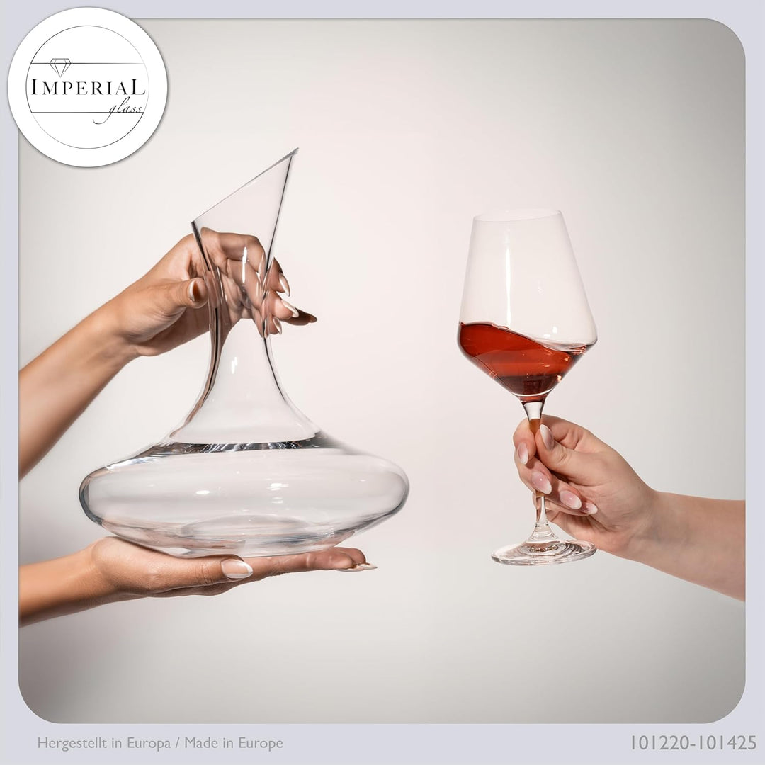 Weindekanter mit 4er Set Rotweingläser aus Crystalline Glas Serie Athen 2100ml/580ml Weinkaraffe Bor
