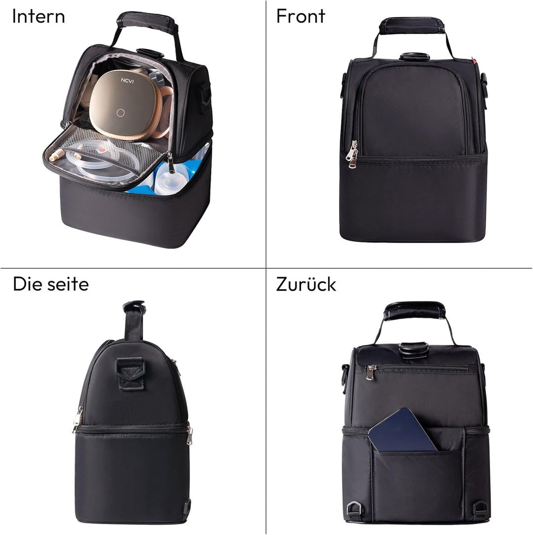 NCVI Muttermilch-Kühltasche mit integrierten Kühlakkus, Isoliertasche für 6 Baby-Flaschen bis zu 150