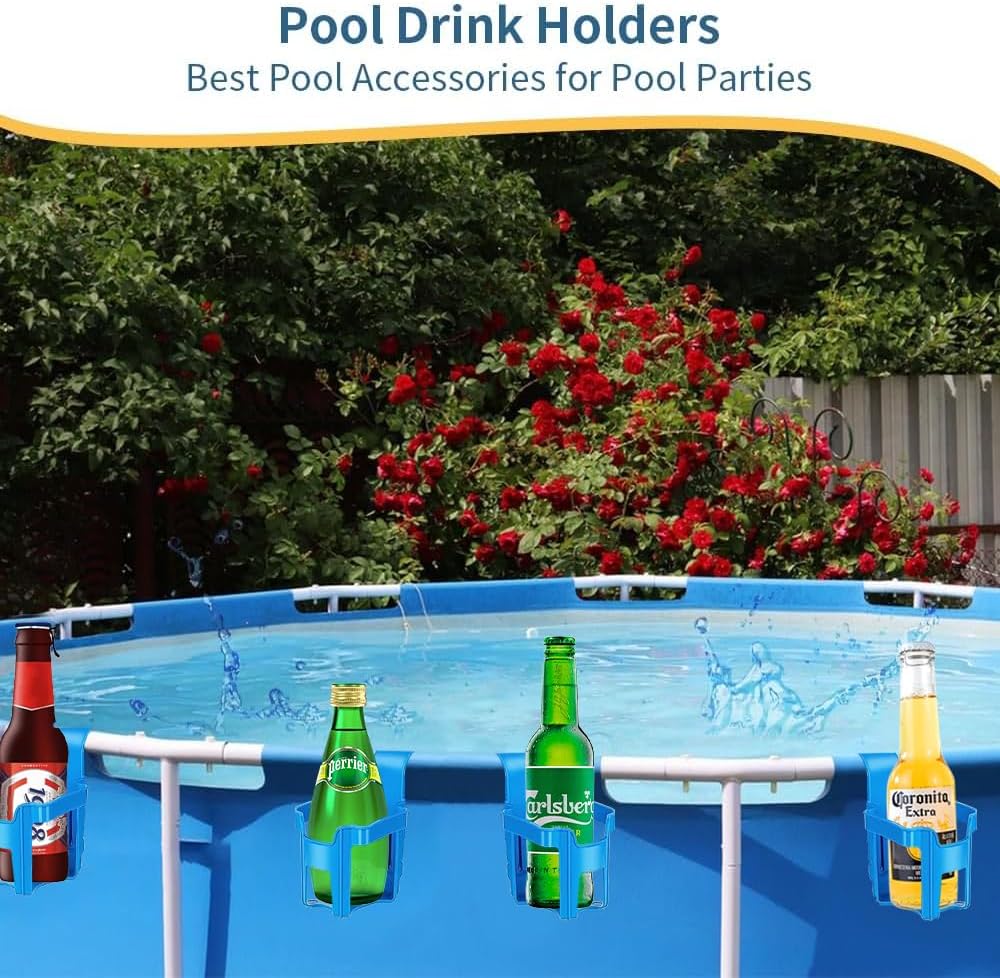4 Stück Pool Getränkehalter, Getränkehalter Poolrand Multifunktionaler Poolzubehör Kunststoff Geträn
