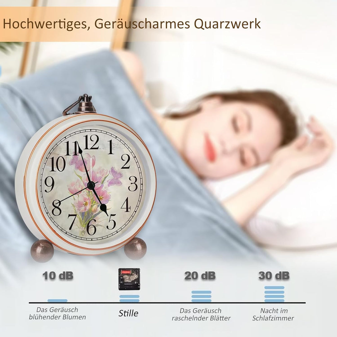 BVI BOOMERVIVI Tischuhr Analog 14 cm, Vintage Tischuhr ohne Ticken mit Lautlosem Uhrwerk, Batteriebe