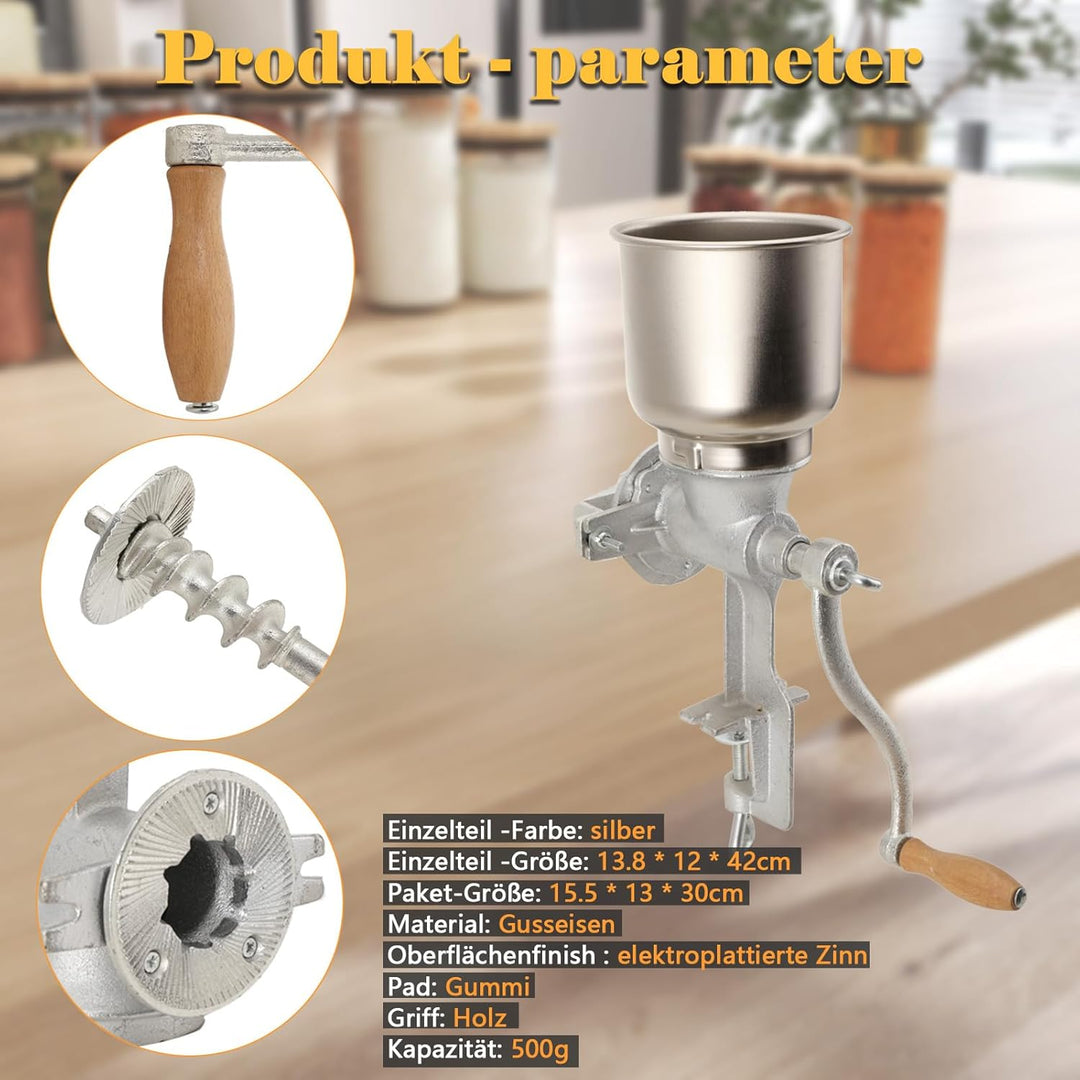 Manuelle Mühle, Manuelle Getreidemühle Einstellbare, Handgetreidemühle Mühle Mais Kaffee Lebensmitte