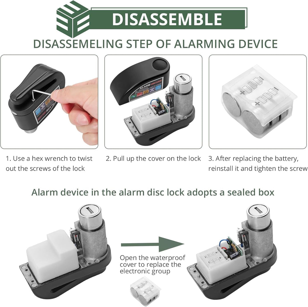 EYPINS Bremsscheibenschloss Motorrad Alarm 110dB, Scheibenschloss Motorradschloss mit 1,2m Erinnerun