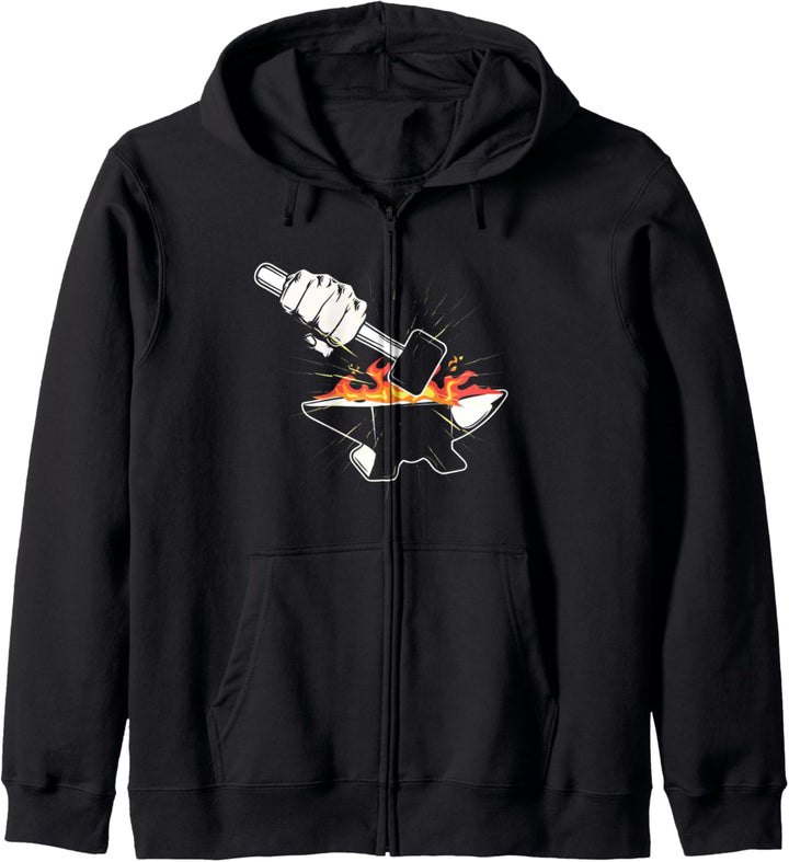 Feuer Metall Amboss Eisen Schmiede Beruf Handwerk Schmied Kapuzenjacke