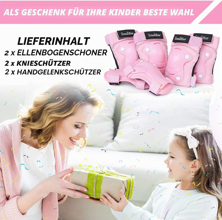 Soudittur Knieschoner Kinder Inliner Protektoren Set 3 IN 1 Knieschützer Kinder Ellenbogenschoner Ha