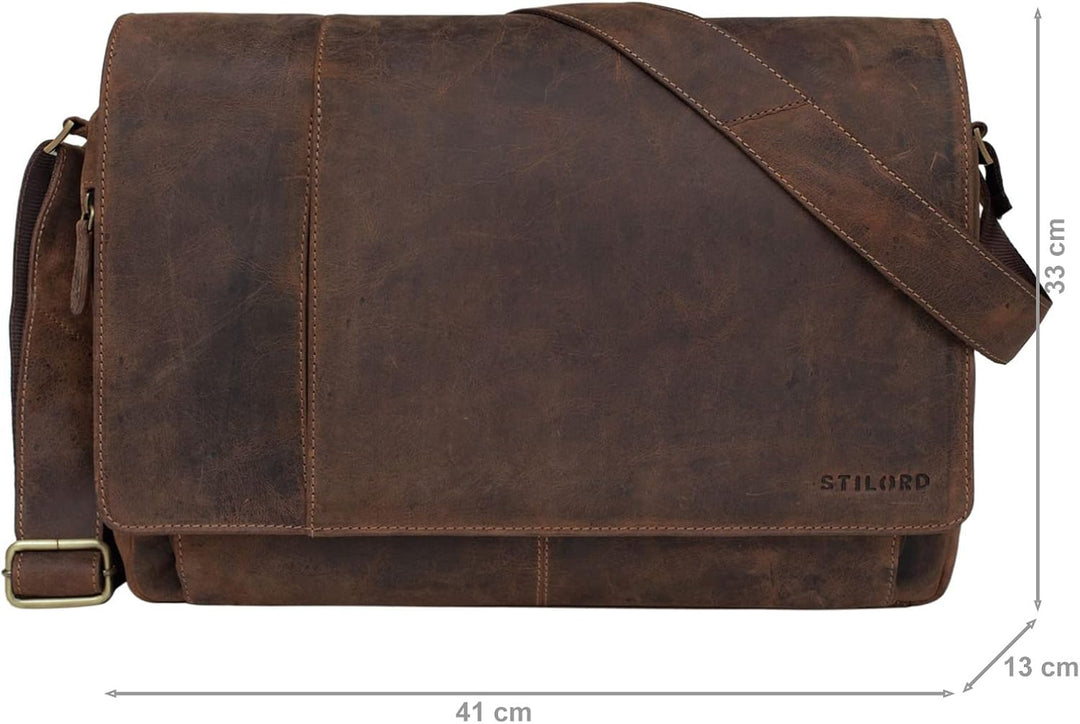 STILORD Vintage Umhängetasche Leder gross für Herren Damen 15.6 Zoll Laptoptasche Unitasche Bürotasc