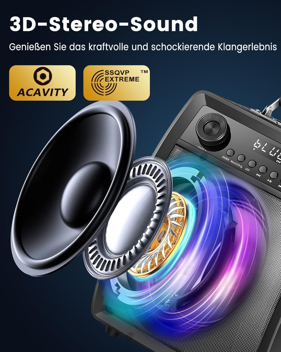 ALPOWL Karaoke-Maschine für Erwachsene und Kinder mit 2 drahtlosen UHF-Mikrofonen, tragbares Bluetoo