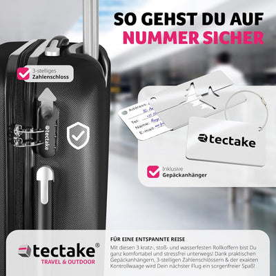 tectake® 3er Kofferset mit Kofferwaage & Kofferanhänger, Reisekoffer Set, ABS Hartschalenkoffer Set,