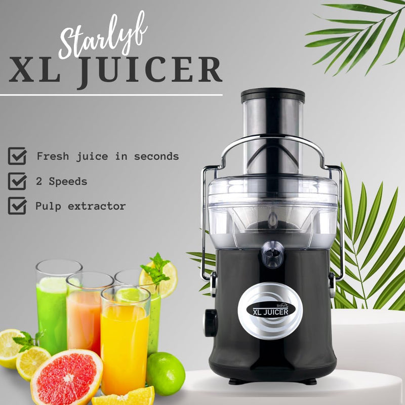Starlyf XL Juicer Leistungsstarke Saftpresse 600 W, 2 Geschwindigkeiten, BPA-frei, für die Küche, Ex
