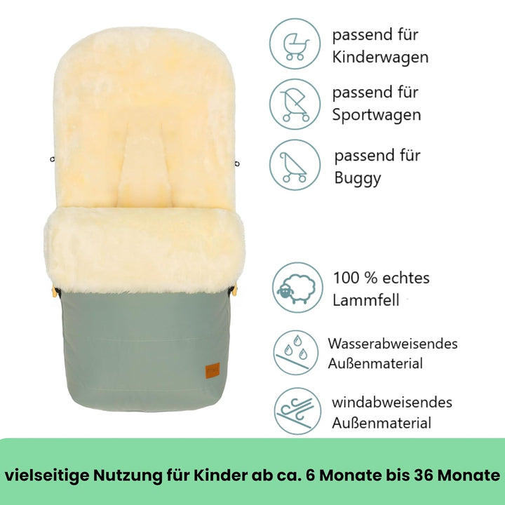 Fillikid Winterfusssack Bernia Lammfell Exklusiv Kinderwagen, Buggy | Winterfusssack wind- & wassera