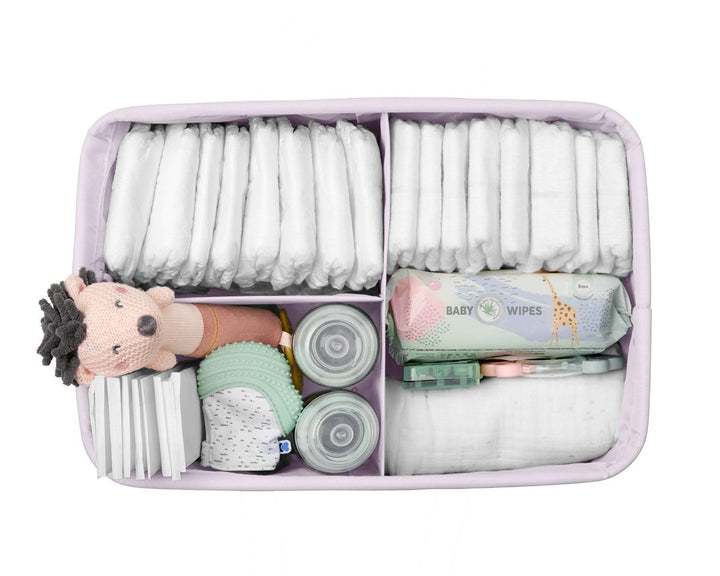 Kikkaboo Wickeltasche, Korb, Windelorganizer faltbar Griffe abnehmbare Trennwand, Farbe:rosa, Rosa