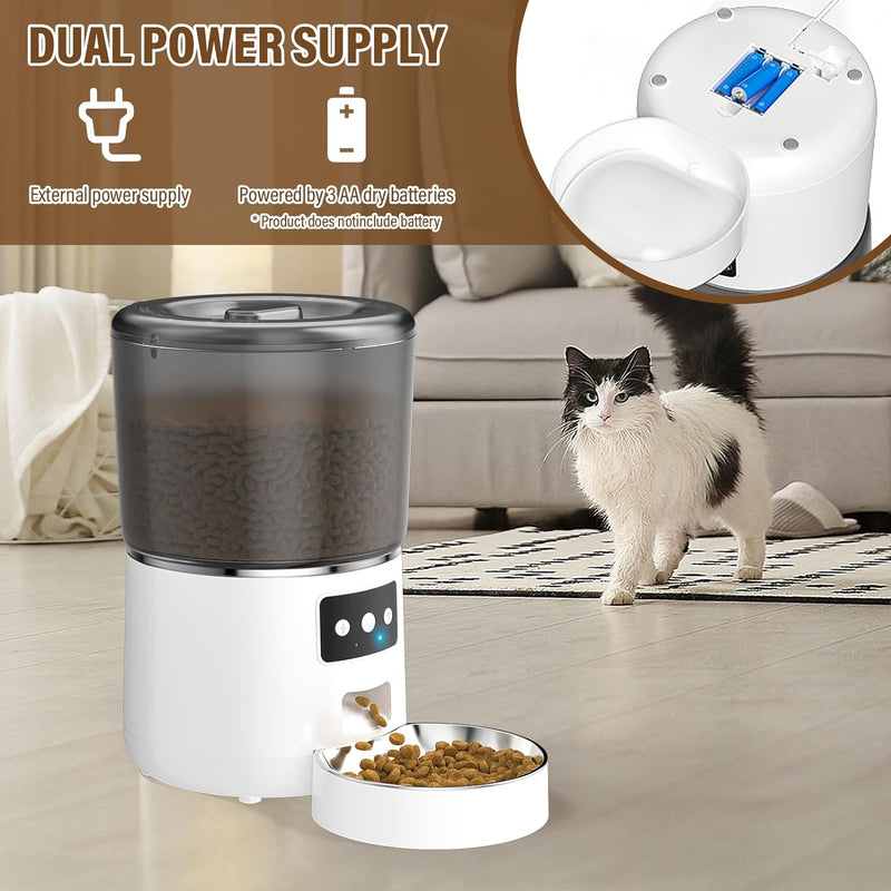Futterautomat Katze, 4L WiFi Automatischer Futterspender Katze mit Timer und 10s Sprachaufzeichnung,