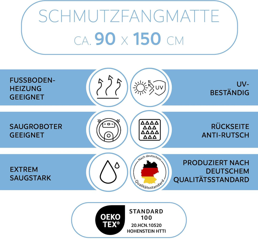 DOMOPRIMA Schmutzfangmatte 90x150 cm braun meliert in Gewerbequalität geruchsneutral Fussmatte für I