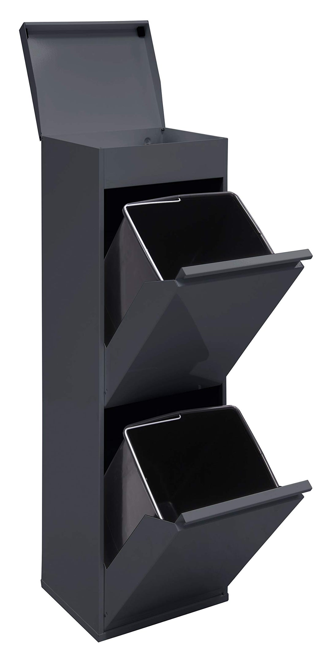 Arregui Top CR224-B Recycling Abfalleimer / Mülleimer aus Stahl mit Aufbewahrungsbox mit Deckel, Mül