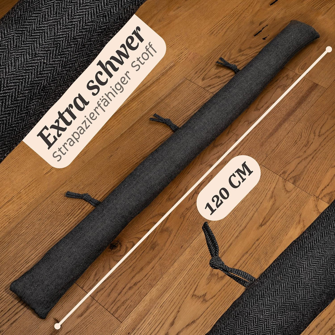 Praknu 2 Stück Zugluftstopper für Fenster bis 120cm - Waschbar - Energiesparend - Extra Lang & Schwe