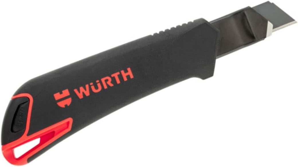 Würth 2K Cuttermesser 18mm inkl. 3 + 10 Abbrechklingen extrem scharf schwarz 071566295 Teppichmesser