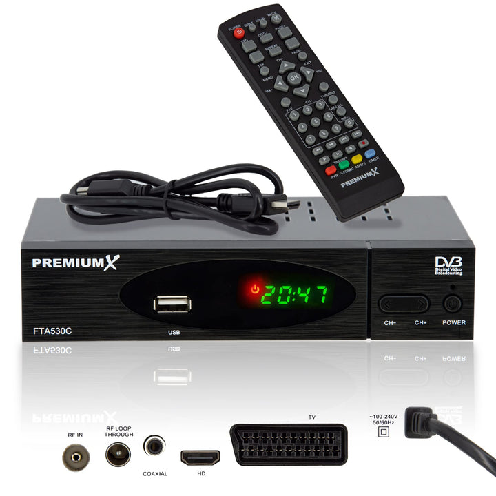 Premium X Kabel Receiver DVB-C FTA 530C Digital FullHD TV Auto Installation USB Mediaplayer SCART HD