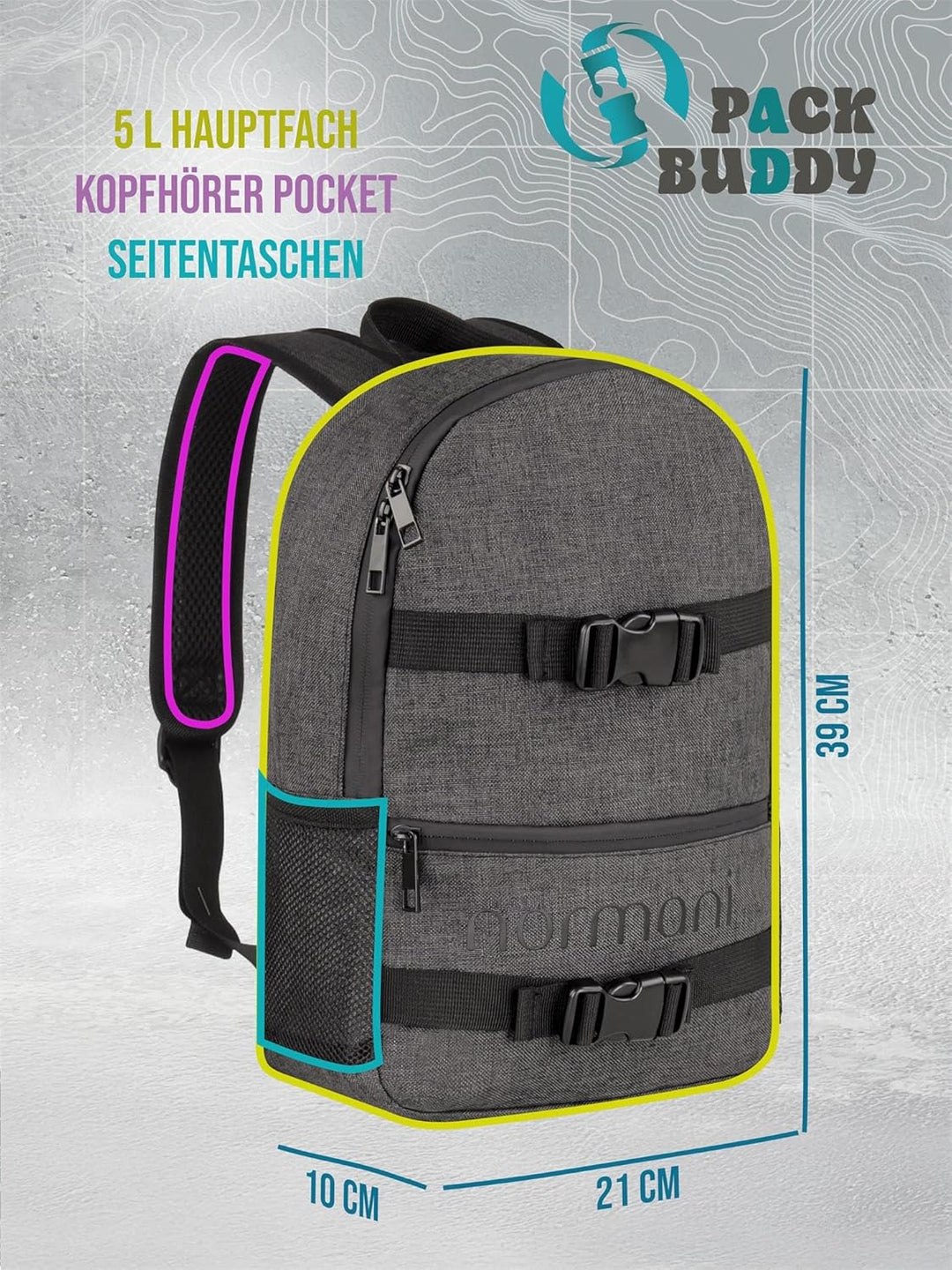 normani Reiseset Trolley mit Rucksackfunktion und kleiner Rucksack - 38 L Reisetrolley + 5 L Backpac