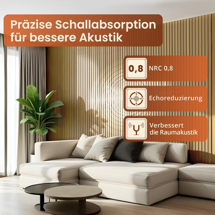 NEU.HOLZ Akustik Wandpaneele Vang 4er Set Wandverkleidung zum Kleben und Schrauben 2,88 m² Holzfurni