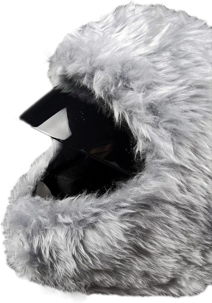 Motorradhelm Überzug Plüsch - Lustiger Helmüberzug Motorrad Grau, Grau