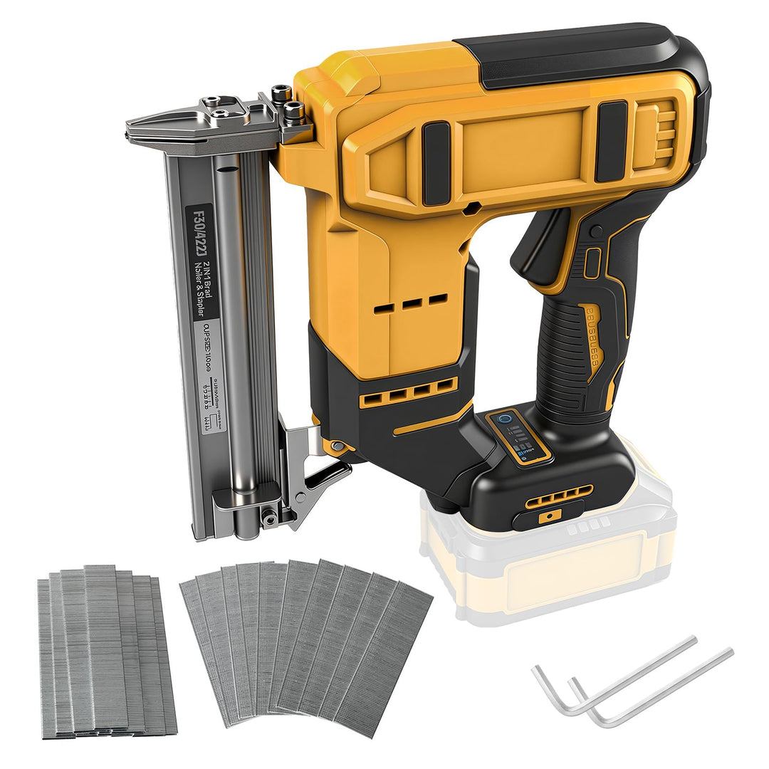 Schnurloser 18GA Brad Nailer kompatibel mit Dewalt 20V MAX Akku, bürstenloser Narrow Crown Stapler m