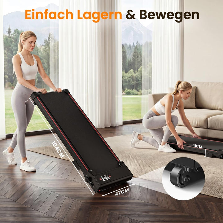 HomeFitnessCode Walking Pad Laufband mit Neigung - Laufpad für Zuhause Steigung 1-8 KM/H Walkpad Unt