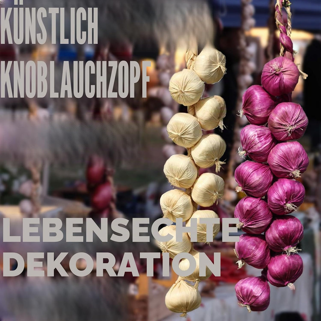 Tuxiaobu Künstliche Gemüse Knoblauch Zwiebel Schnüre Aesthetic Deko Obst, Faux Gemüse Kunst Früchte