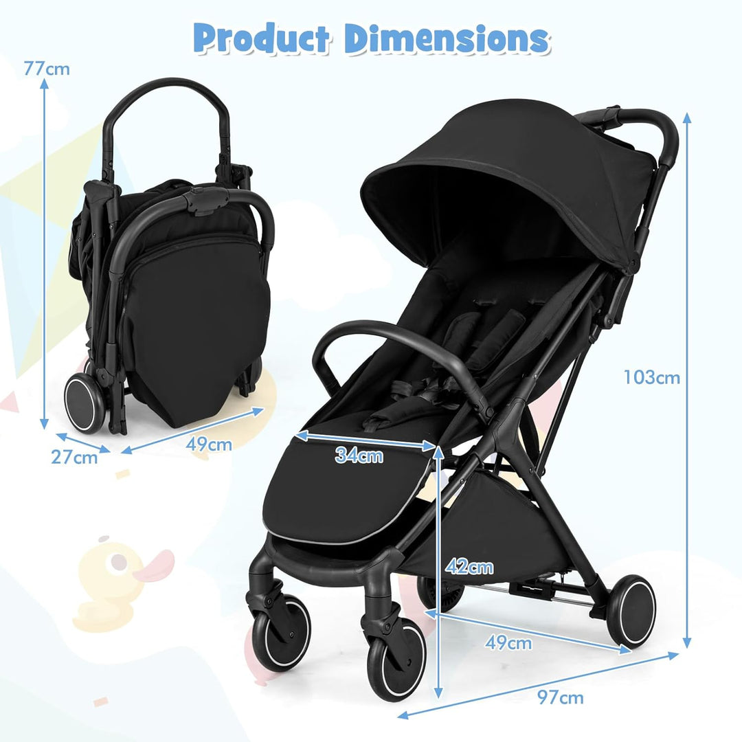 LIFEZEAL Klappbarer Kinderwagen, Kinderbuggy mit verstellbarer Rückenlehne, Buggy mit Schlaffunktion