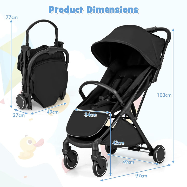 LIFEZEAL Klappbarer Kinderwagen, Kinderbuggy mit verstellbarer Rückenlehne, Buggy mit Schlaffunktion